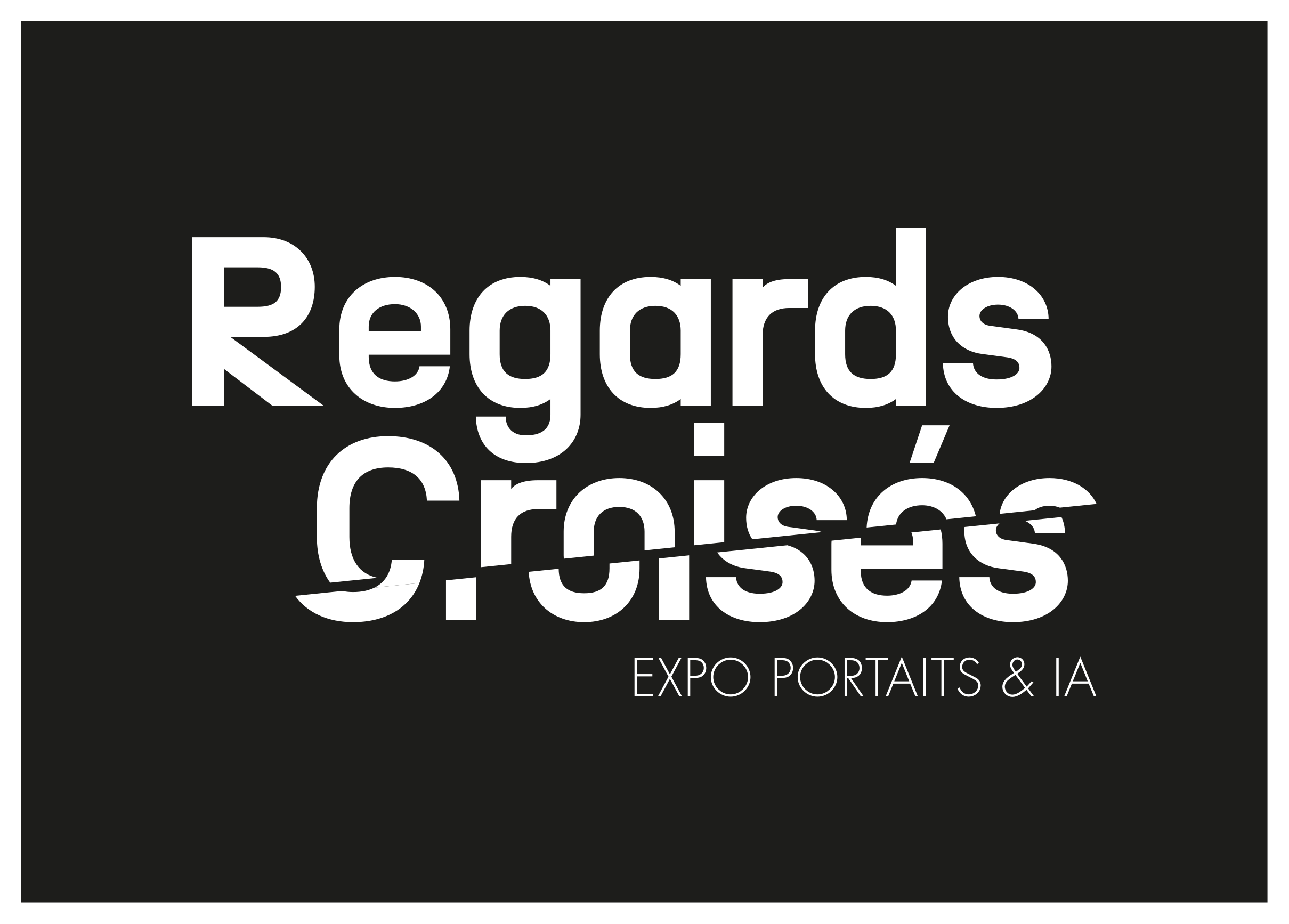 Logo Regards Croisés en blanc sur fond noir, variante pour fonds sombres